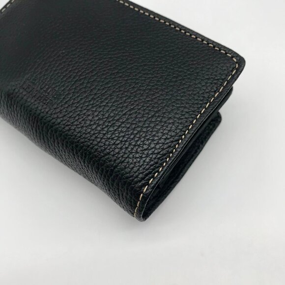 Black Leather Bi-Fold Wallet With Framed Kisslock Compartment - Picture 8 of 13